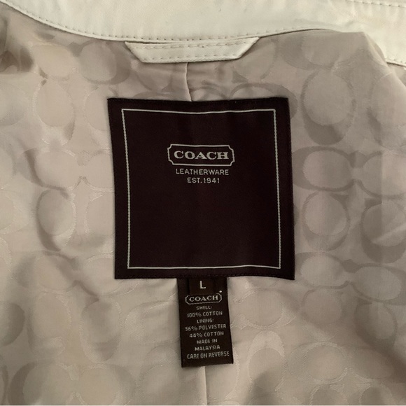 COACH Classic Double Breasted Trench Coat Beige with Pink Trim Size Large - Picture 10 of 13